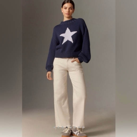 Maeve Sweaters - Maeve Pippa Mock Neck Navy Sweater Icon Edition White Star